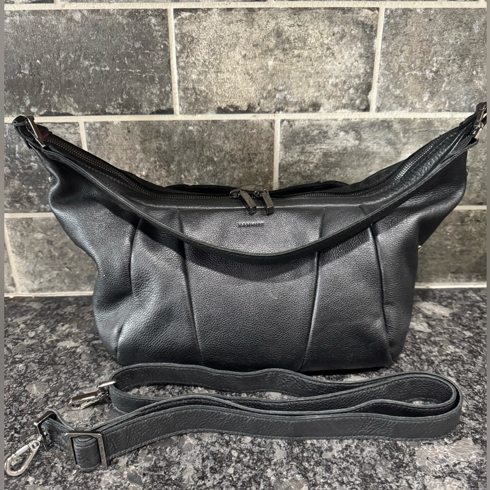 EUC Hammitt Black leather and gunmetal Morgan
